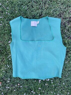 Good Luck Gem Square-Neck Tank in Mint Green
